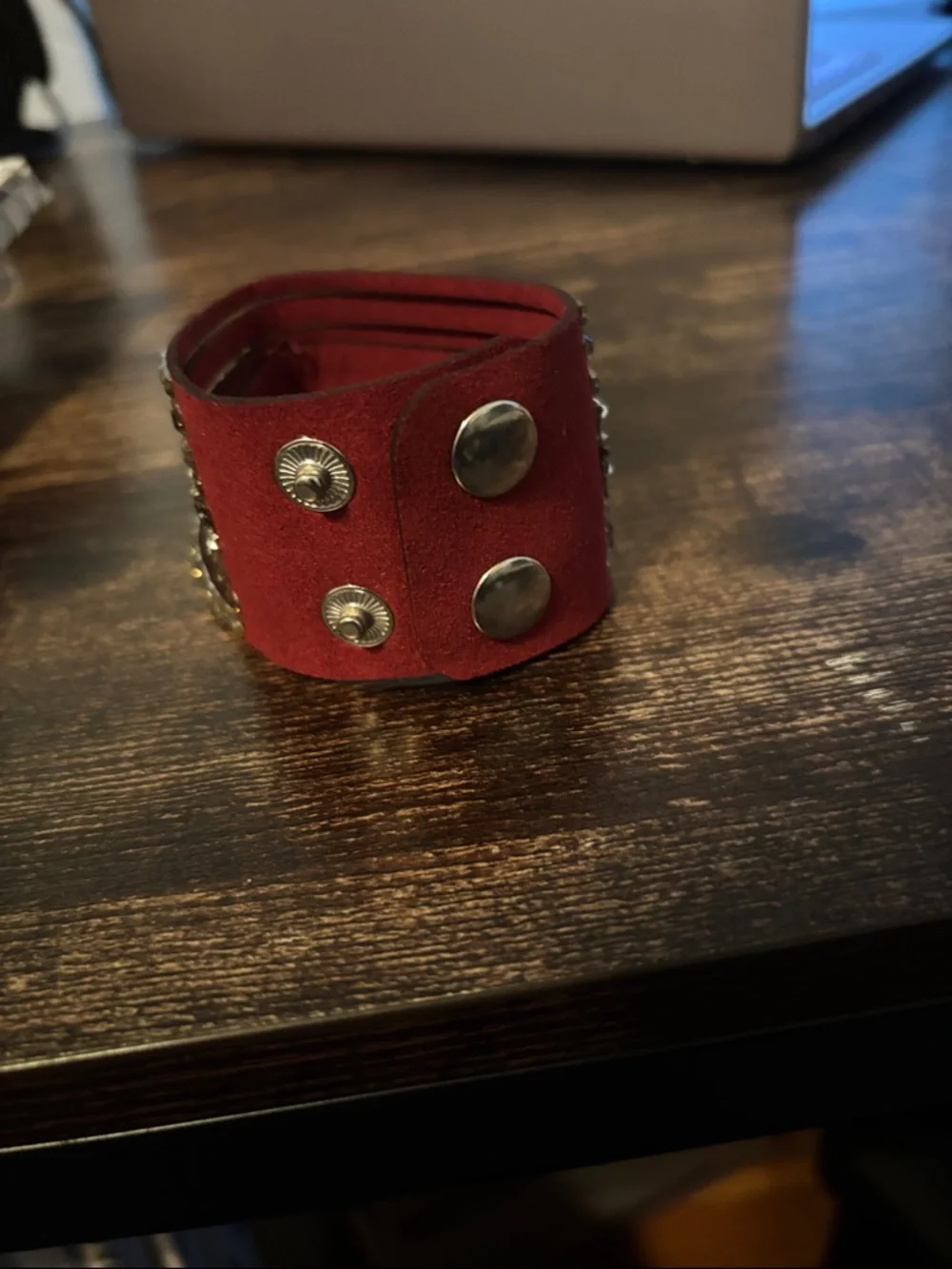 Rhinestone Embellished Red‎ Multi-Row Cuff Wrap Bracelet